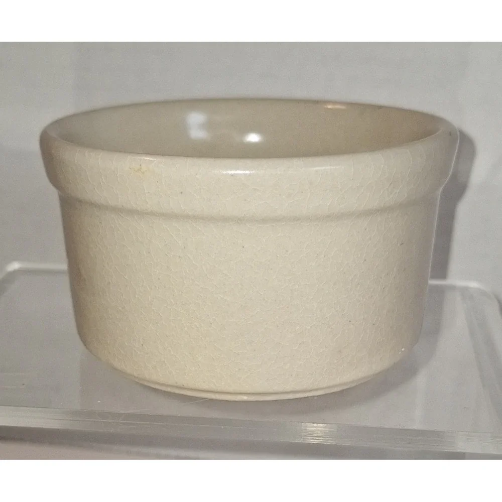 Vintage RRP Co Roseville Ohio Pottery Cream Stoneware Ramekin Custard Cup USA